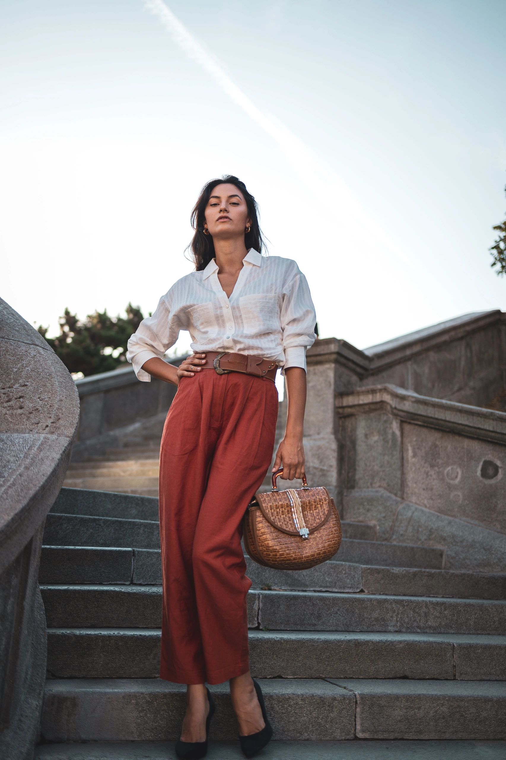 Confident woman in contemporary classic fashion